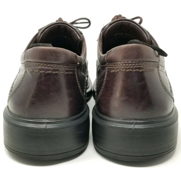 Ecco Mens Brown Lace Up Leather Dress Shoes - Picture 4 of 8